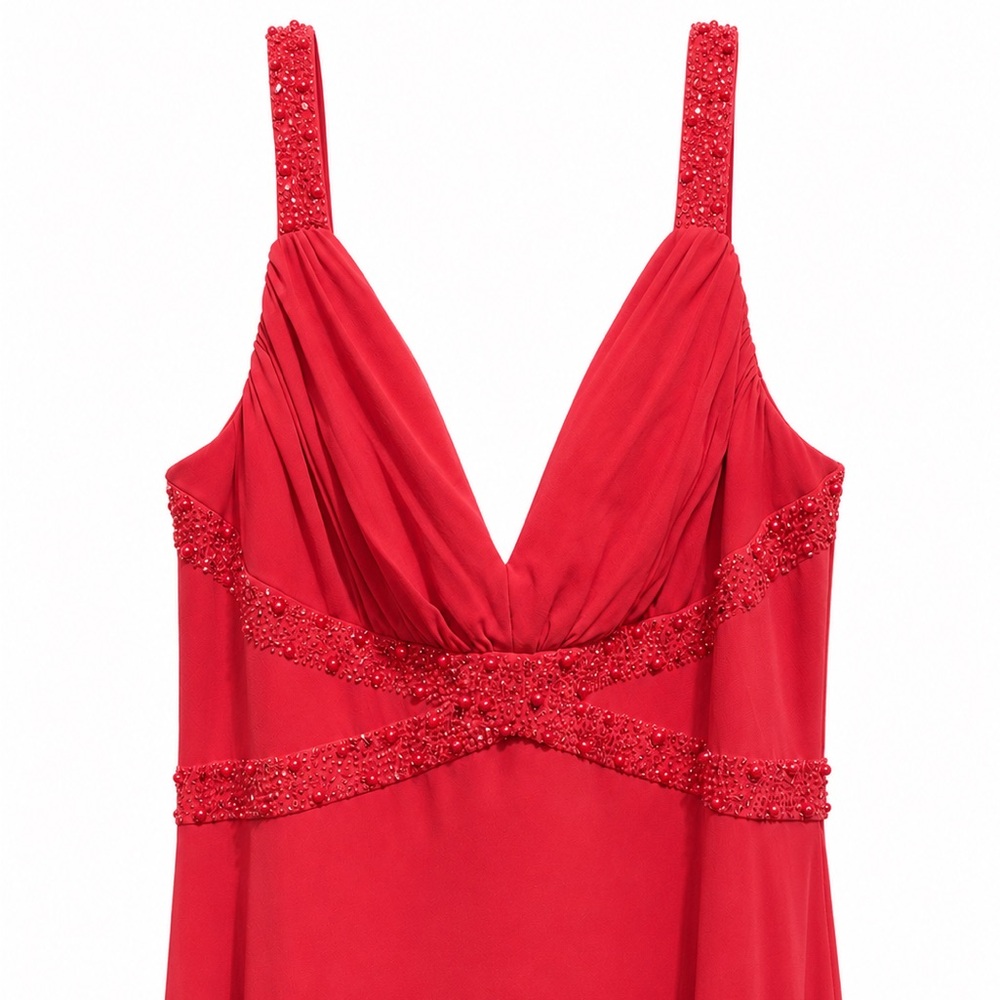 Cachet Vintage beaded formal coral gown size large